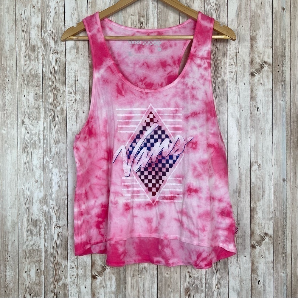 Vans Graphic Print Pink Tie Dye Racerback Sleeveless Tank Top Size Large